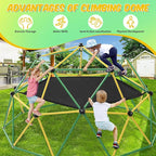 Climbing Dome, 10FT Dome Climber with Hammock & Swing for Kids 3-10, Kids Outdoor Jungle Gym Supports 1000lbs, Easy Assembly Playground Jungle Gym Backyard Play Equipment, Yellow+Green