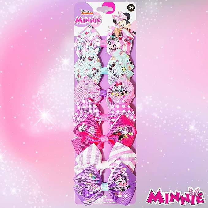 Disney Minnie Mouse Hair Bows - Hair Accessories Gift Set - Minnie Hair Bow - 7 Pcs 4 Inch Bundle - Hair Bows for Girls - Minnie on each clip - Alligator Clip - Ages 3 +