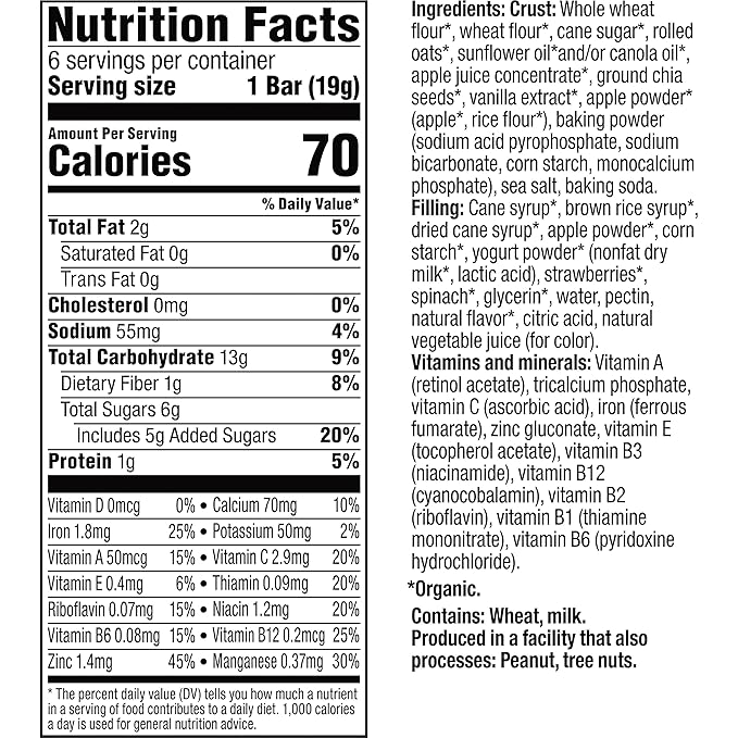 Plum Organics Mighty Snack Bars - Strawberry - 0.67 oz Bars (Pack of 12) - Organic Fruit and Vegetable Toddler Food Snack Bars