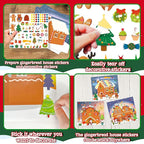 LINAYE 48PCS Make A Gingerbread House Stickers, Christmas Crafts for Kids, Gingerbread House Craft Stickers, 24 Finished Products