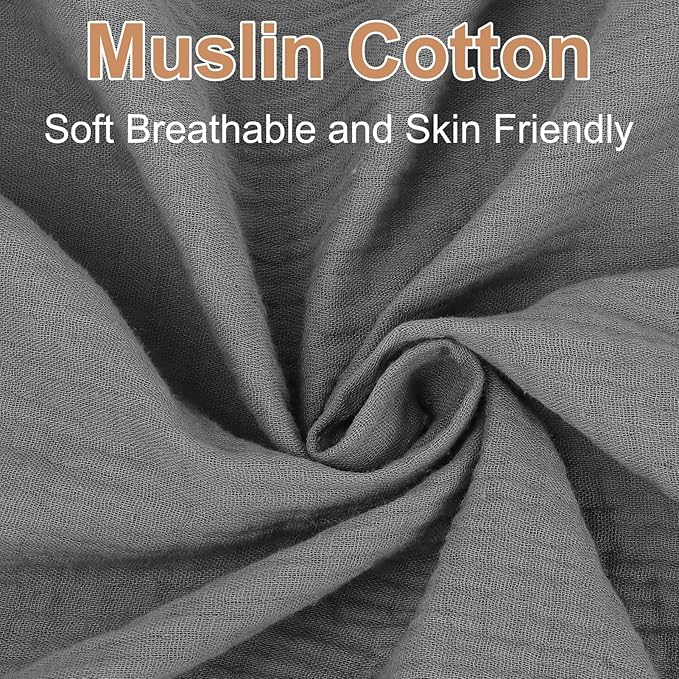 2 Pack Muslin Fitted Crib Sheets for Baby Girls & Boys-Neutral Breathable Crib Mattress Protector for Standard Crib Mattress(28"x 52")-Soft No Slip Cotton Toddler Bedding-Gray & White