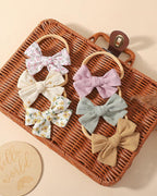 doboi 10PCS Baby Girls Headbands Hair Bows Nylon Cotton Linen Hairbands Fine Handmade Hair Accessories for Newborn Infant Toddlers Little Girls-Embroidered Flower