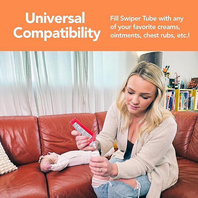 Eli & Ali Swiper Tube - Diaper Rash Cream Dispenser/Applicator with Travel Size Refillable Silicone Tube for Creams, Chest Rubs, etc. - Alternative to Diaper Cream Spatula, TSA Friendly - Grey, 1 Pack