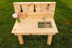 Noble Toys Mini Mud Kitchen with Functional Sink for Kids | Pretend Play Toddler Table with Running Water | Outdoor Playset Working Sink | Real Wooden Kitchens | Preschool Equipment