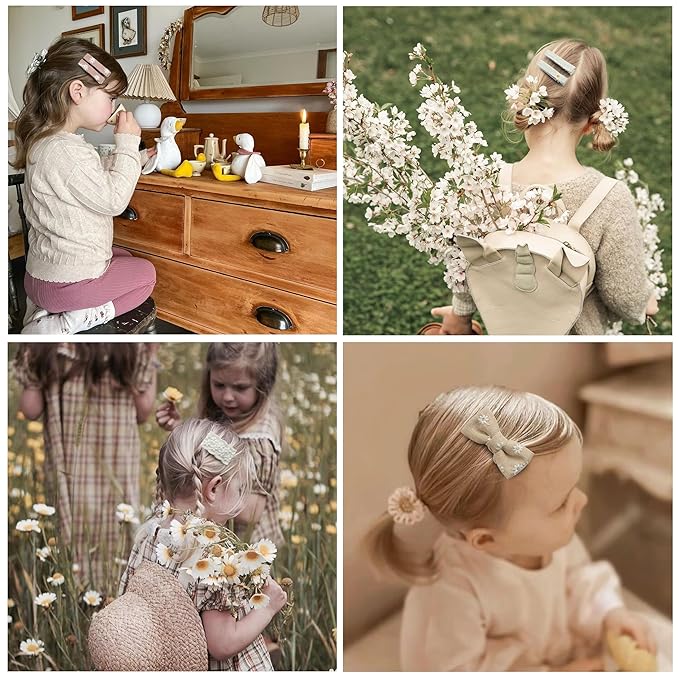 13 Pcs Hair Clips for Girls with Bows Butterfly Flower,2" Fully Lined Alligator Clips and Barrettes,Handmade Hair Accessories for Baby Toddler Young Kids School Age Girls Gifts