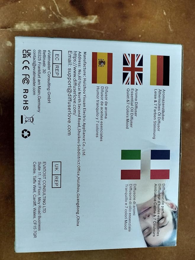 Diffuserlove Diffuser Essential Oil Diffusers 500ML Remote Control Aroma Diffuser Cool Mist Aromatherapy Diffuser with Mute Design, Timer and Auto Shut-Off for Office Living Room Yellow