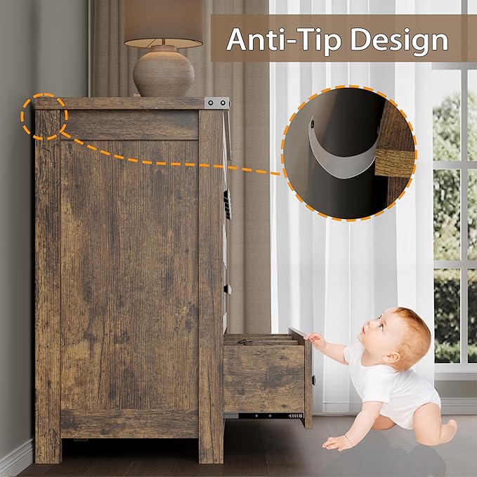 9-Drawer Dresser, Modern Wooden Storage Chest of Drawers, Dresser TV Stand, Wood Drawer Organizer with Metal Handles for Bedroom, Living Room, Hallway