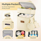 Breastmilk Cooler Bag with Ice Pack & Pacifier Case, Large Double Layer Insulated Baby Bottle Cooler Fits 6 Bottles, Breast Pump Storage Bag for Working Nursing Moms, with Gift Box