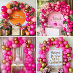 RUBFAC 129pcs Hot Pink Balloons, Latex Magenta Pink Balloon Arch Kit Garland Different Sizes 18 12 10 5 Inch for Birthday Baby Shower Wedding Princess Theme Party Decoration