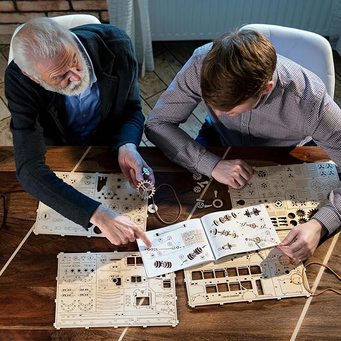 WOODEN.CITY Steampunk 3D Puzzle Clock – DIY Mechanical Wall Clock Kit for Adults – Unique Engineering Gift and Vintage Decor