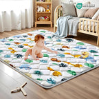 Baby Play Mats for Floor, 71x59 Playpen Mat for Babies, Extra Thicker & Soft Floor Crawling Mat, Foldable Non-Slip Playmat Cushioned for Infants Toddlers, Cute Animal Design