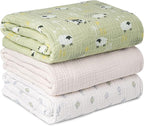 Muslin Swaddle Blankets for Newborn, 3 Pack Breathable Soft Receiving Blanket, Large 38 x 40 inches Swaddle Wrap Burping Clothes Diapers, Essentials Infant Shower Items, Toddler Gift (Cute Farm)
