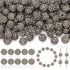 105pcs 10mm Rhinestone Beads for Jewelry Making, Gray Shiny Round Disco Ball Beads Bulk, Sparkle Crystal Clay Christmas for Bracelet Baseball Necklace Earring Crafting and DIY