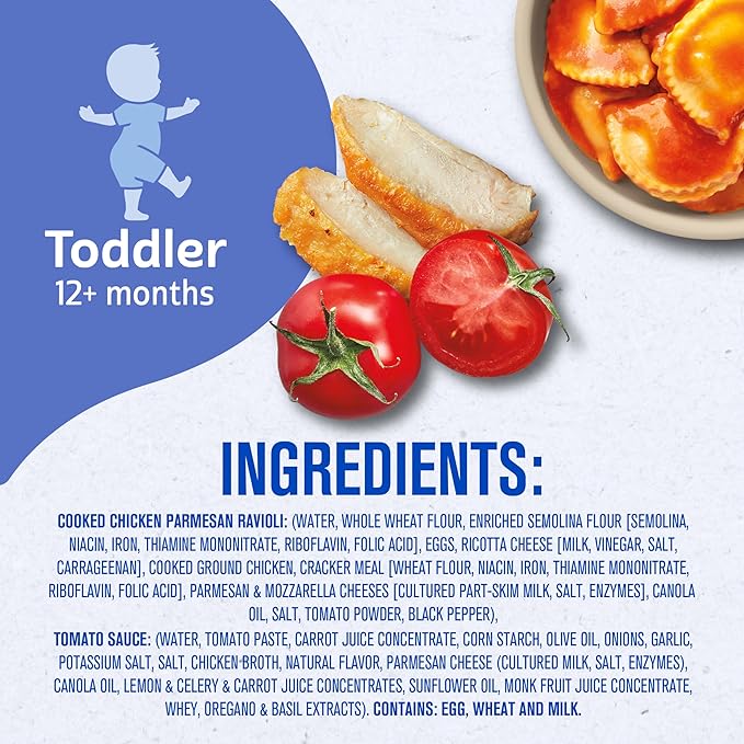 Gerber Toddler Food, Chicken Parmesan Ravioli Pick-Ups, Mealtime for Toddler, 8PK