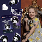 BioSwiss Bandages, Halloween Skeleton Shaped Self Adhesive Bandage, Latex Free Sterile Wound Care, Fun First Aid Kit Supplies for Kids, 50 Count