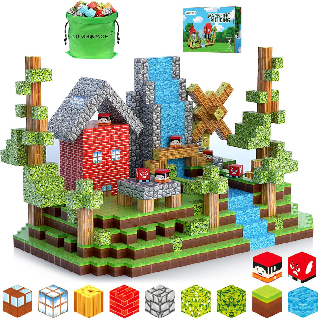 Magnetic Building Blocks STEM Toys for Kids Ages 3-12 – 120 PCS Educational Construction Set with Storage Bag, Safe & Durable Learning Toys for Toddlers Children Boys Girls