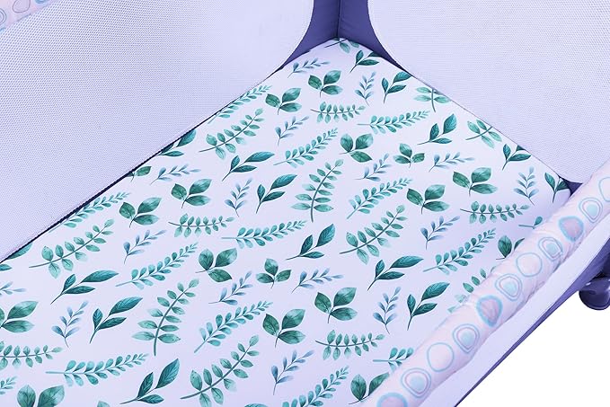 Onacosht Pack n Play Sheets 2 Pack for Baby Unisex, Stretchy Jersey Knitted Portable Mini Crib Sheets Playard Mattress Cover for Baby Boys and Girls, Watercolor Green Botanical Leaf