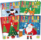 90shine 4PCS Christmas Crafts for Kids Ages 4-8 Sticker Paint Books - Includes Santa Clause Snowman Elf Gnome and More Designs Gift Party Create 40 Pictures