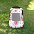 Baby Carseat Cover Girls, Pea Pod Floral Infant Car Seat Covers Canopy for Newborn with 2 Layers Windows of Breathable Mesh/Fabric, Lightweight Polyester/Minky Dot Backing, Snug Fit Most Baby Car Seat