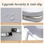 Toddler Booster Seat for Dining Table with Backrest and Adjustable Straps, Waterproof Oxford Foam Cushion with Non-Slip Bottom, Portable Chair Booster for Kitchen Use (Grey)