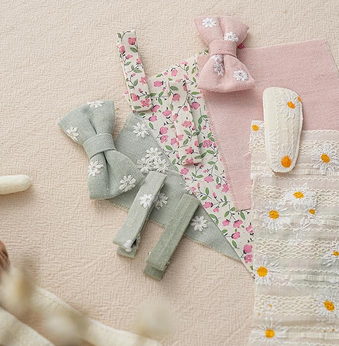 15 Pcs Hair Clips for Girls with Bows Butterfly Flower,2" Fully Lined Alligator Clips and Barrettes,Handmade Hair Accessories for Baby Toddler Young Kids School Age Girls Gifts