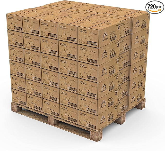 Amazon Brand - Mama Bear 99% Water Baby Wipes, Hypoallergenic, Fragrance Free, Full Pallet, 51840 Count (720 Packs of 72)