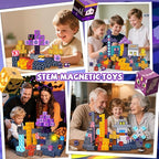 170PCS Magnetic Blocks,1" Light Up Magnetic Building Blocks, Magnets Cubes for Kids to Build 3D Dark Castle Stacking Toddler Set,SETM Sensory Toys for Kids 3+ Ages Boys Girls Christmas Birthday Gifts