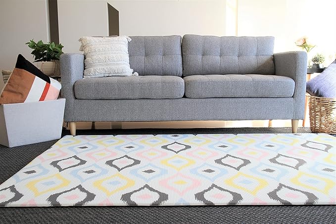 Cushmat Stylish Reversible Foam Play Mat (Large, Luxe Play - Charcoal Star) - Soft, Waterproof, Durable Play mat for Infants, Babies, Toddler, Kids & Grownup - 6.5ft x 4.5ft