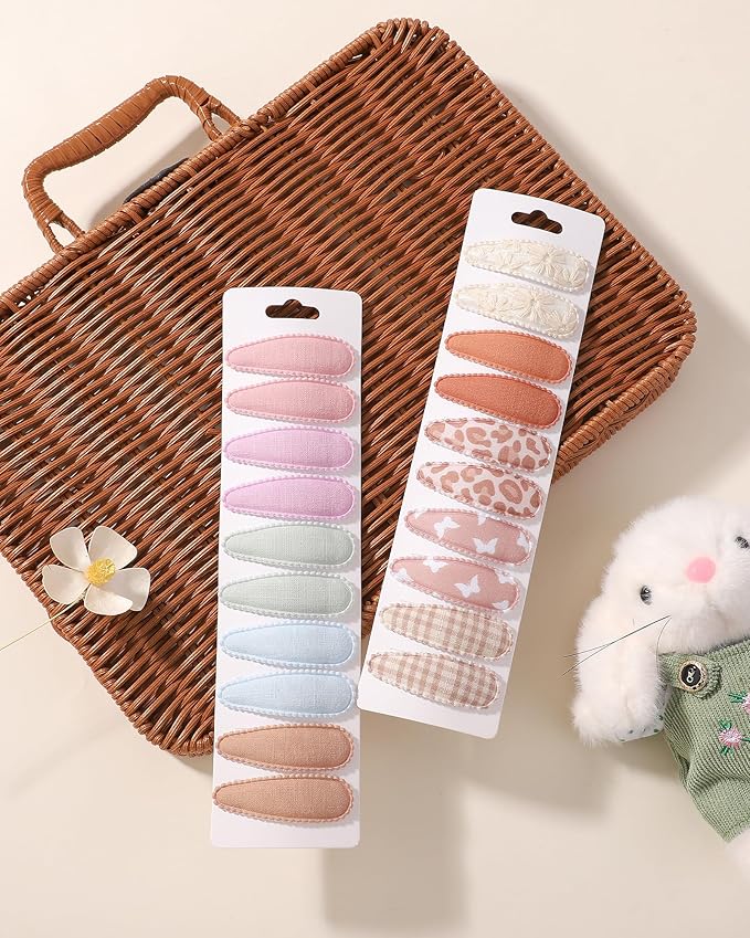 doboi 40Pcs Toddler Hair Clips Baby Girl Hair Bows Clips Floral Print Non Slip Wrapped Snap Heart shaped Hairpins Flower Clips for Hair Barrettes Hair Accessories for Baby Toddler Girls Kids