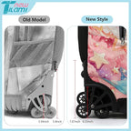 NEW TILAMI Girls 18 inch Rolling Backpack - Large Capacity, Waterproof, Adjustable Handle, Stylish Design, Ideal for School & Travel, Starshine