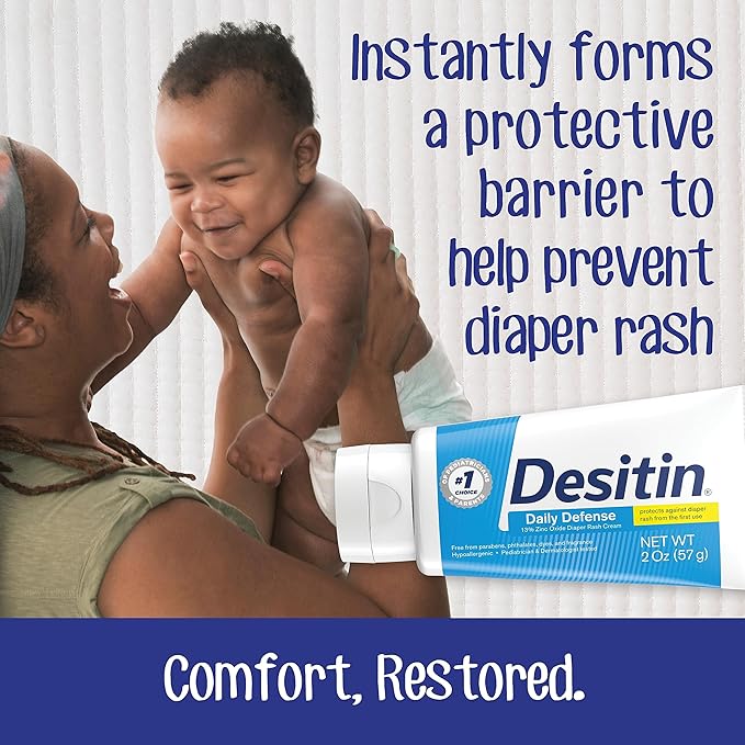 Desitin Daily Defense Baby Diaper Rash Cream with Zinc Oxide to Treat, Relieve & Prevent diaper rash, Hypoallergenic, Dye-, Phthalate- & Paraben-Free, 4.8 oz