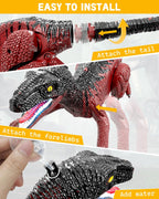 Eulogia Dinosaur Toy, RC Dinosaur Car with 2-in-1 Remote, Gesture-Sensing Forward Backward Dino, Features Spray & Sounds & Lights, One-Key Demo Car, 4-12 Boys Grils Gift for Birthday Christmas Party