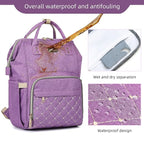 Diaper Bag Backpack, Diaper Bags for Baby Girls Boys, Baby Bags for Moms Dads, Nappy Changing Bag with Insulated Pockets,Multi-functional Waterproof Backpack with Stroller straps-Purple
