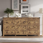 9-Drawer Dresser, Modern Wooden Storage Chest of Drawers, Dresser TV Stand, Wood Drawer Organizer with Metal Handles for Bedroom, Living Room, Hallway