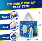 USA Toyz Rocket Ship Pop Up Kids Tent - Spaceship Rocket Indoor Playhouse Tents for Boys and Girls with Included Space Projector Toy and Storage Carry Bag