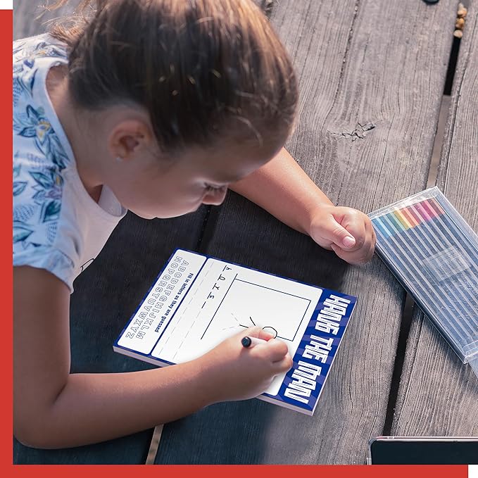 Road Trip Game Pad, 80 Tear-Off Sheets 5 Classic Games in 1 Pad, Dots & Boxes, Tic-tac-Toe, Categories, Plane Travel, Car Trip Activity, Pen Pencil & Paper Game for Kids, Adults (4” x 6”)