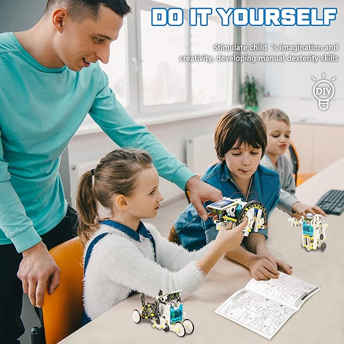 STEM 13-in-1 Solar Power Robots Creation Toy, Educational Experiment DIY Robotics Kit, Science Toy Solar Powered Building Robotics Set Age 8-12 for Boys Girls Kids Teens to Build