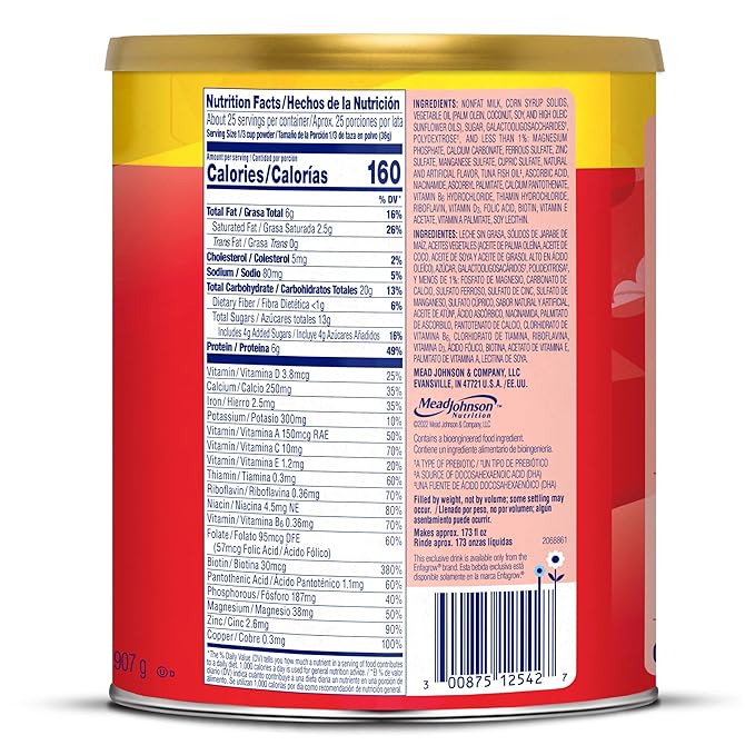 Enfagrow PREMIUM Toddler Nutritional Drink, Made with Real Milk, Brain-Building Omega-3 DHA, Nutrients and Prebiotics for Growth & Immune Support, Non-GMO, Toddler Milk Powder, 32 Oz Can, 6 Count