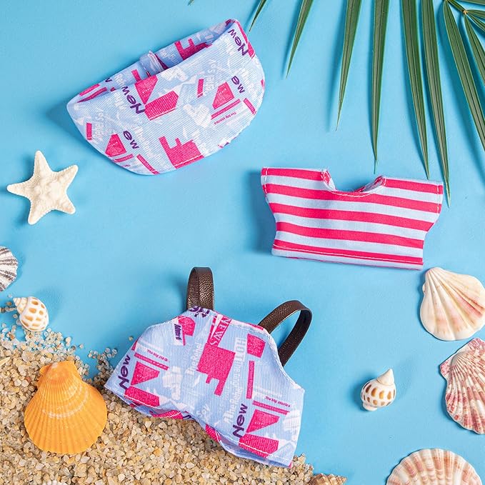 Clothes for 6.7in/17cm Doll, Set of 4 Cute Doll Accessories Includes Doll Hat+T-Shirt+Bib Pants+Shoes Set Premium Fashion Outfit for Collectors Unique Gift (Style D2)