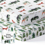 Pack and Play Sheets Fitted, Mini Crib Sheets for Graco Pack N Play Playard (38x26), Ultra Soft Organic Cotton Blend, Safe & Snug Playpen Mattress Sheet for Baby Boys & Girls – Starry Woodland, 2-Pack