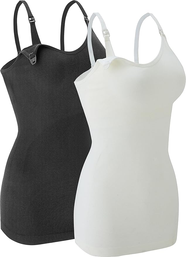 Nursing Tank Tops for Breastfeeding - Pregnancy Must Haves Maternity Camisoles with Built in Bra