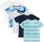 HonestBaby 5-Pack Short Sleeve T-Shirts 100% Organic Cotton Baby, Toddler, Little Kid, Boy, Girl, Unisex