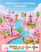 VEVOR Magnetic Blocks, 100 PCS Princess Castle Set, Magnetic Building Cubes for Kids, STEM Montessori Sensory Toys for Christmas Birthday Gift, Construction Stacking Toy for 3+ Years Old Boys & Girls