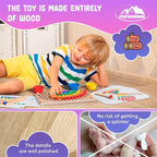 Toddler Wooden Learning Montessori Toys – Wooden peg Board Bead Game Baby Rainbow Stacking Matching Counting Color Sorting Games for fine Motor Math Skills Boys and Girls for 3 4 5 Years Old