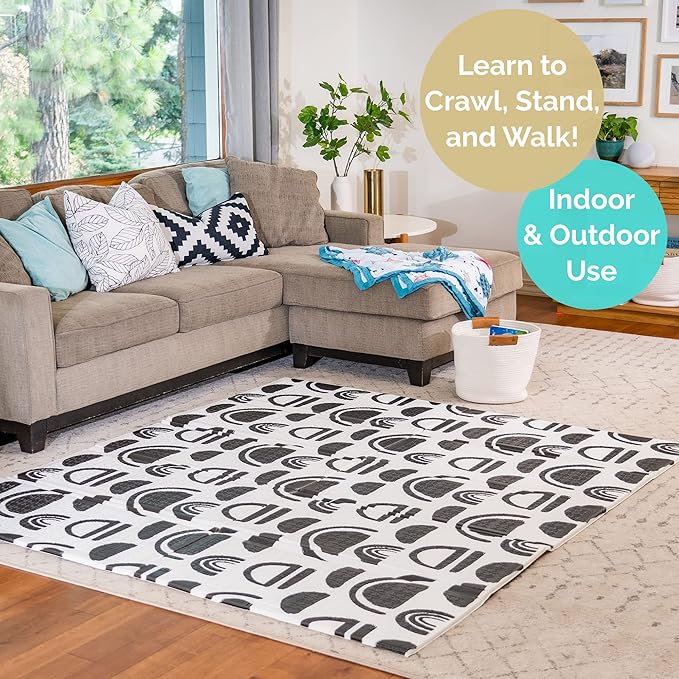 JumpOff Jo - Extra Large Waterproof Foam Padded Play Mat for Infants, Babies, Toddlers, Play Pens & Tummy Time, Foldable Activity Mat, 77 x 70 x 0.6 inches