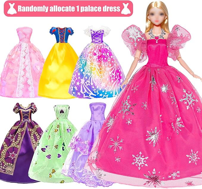 iBayda 11.5-Inch Fashion Doll with Closet Clothes Accessories Set - Includes Princess Gown, Long Dresses, Outfits, Shoes, Handbags, Mirror, Pet Dog & More (Doll Included)