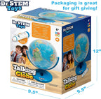 Dr. STEM Toys Talking World Globe with Interactive Stylus Pen and Stand, Colorful Map for Early Learning and Teaching - Includes Trivia, Q&A, and Music - 9 Inches in Height, Ages 6+