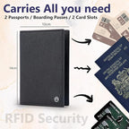 2 Passport Holder - Travel Essentials, RFID Blocking Wallet Credit Card Organiser, Plain Accessories Slim Cover For Men & Women