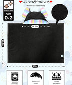 VOOVA & MOVAS Thick Baby Hooded Bath Towel - 100% Cotton,500GSM, 33x31.5 Inches,0-2Years, Super Absorbent Large Towel with Cute Elephant Ears Hood for Newborn, Baby, Infant, Black