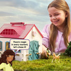 schleich Horse Club - 60PC Little Horseshoe Open Stable Playset - With 2 Horse Figurines, Action Figure, Stable and Accessories - Toy Horses for Girls and Boys - Kids Ages 5+ | 42703